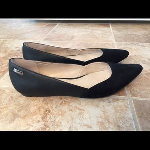 Calvin Klein flats with pointed velvet toe